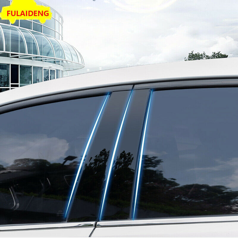 6X for Nissan Kicks 2017-2021 Black Door B,C Pillar Mirror Plate Molding Strips