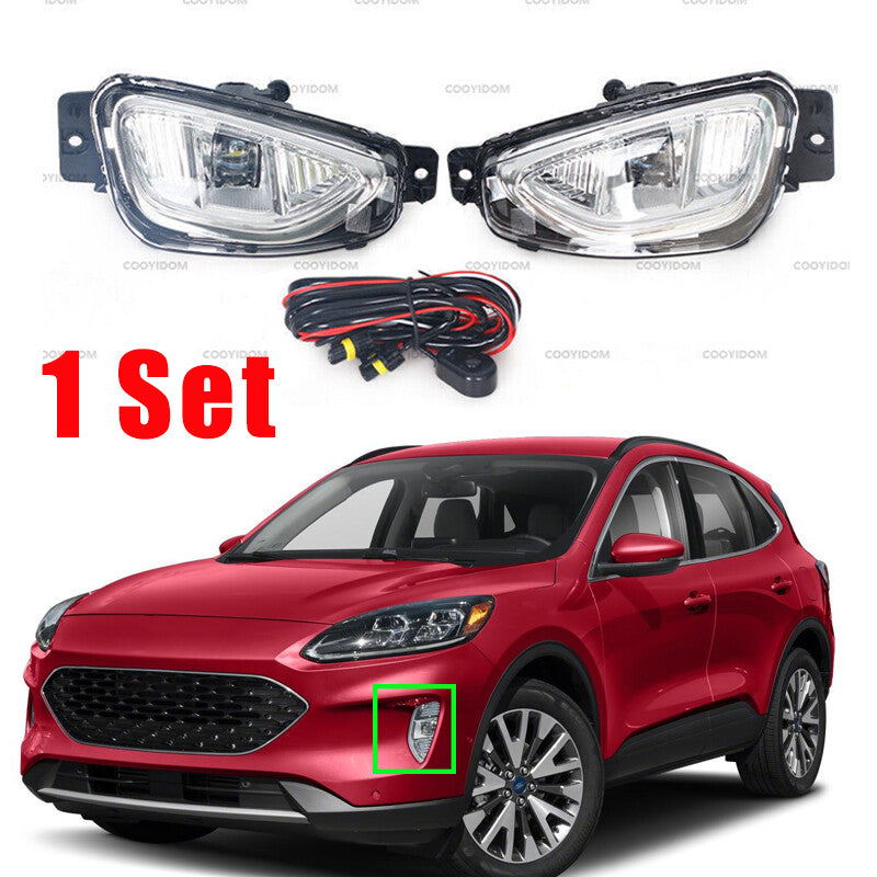 1Set LED Fog Light Fog Lamps W/Cover Bezel Switch Wire For 2020-2022 for Ford Escape