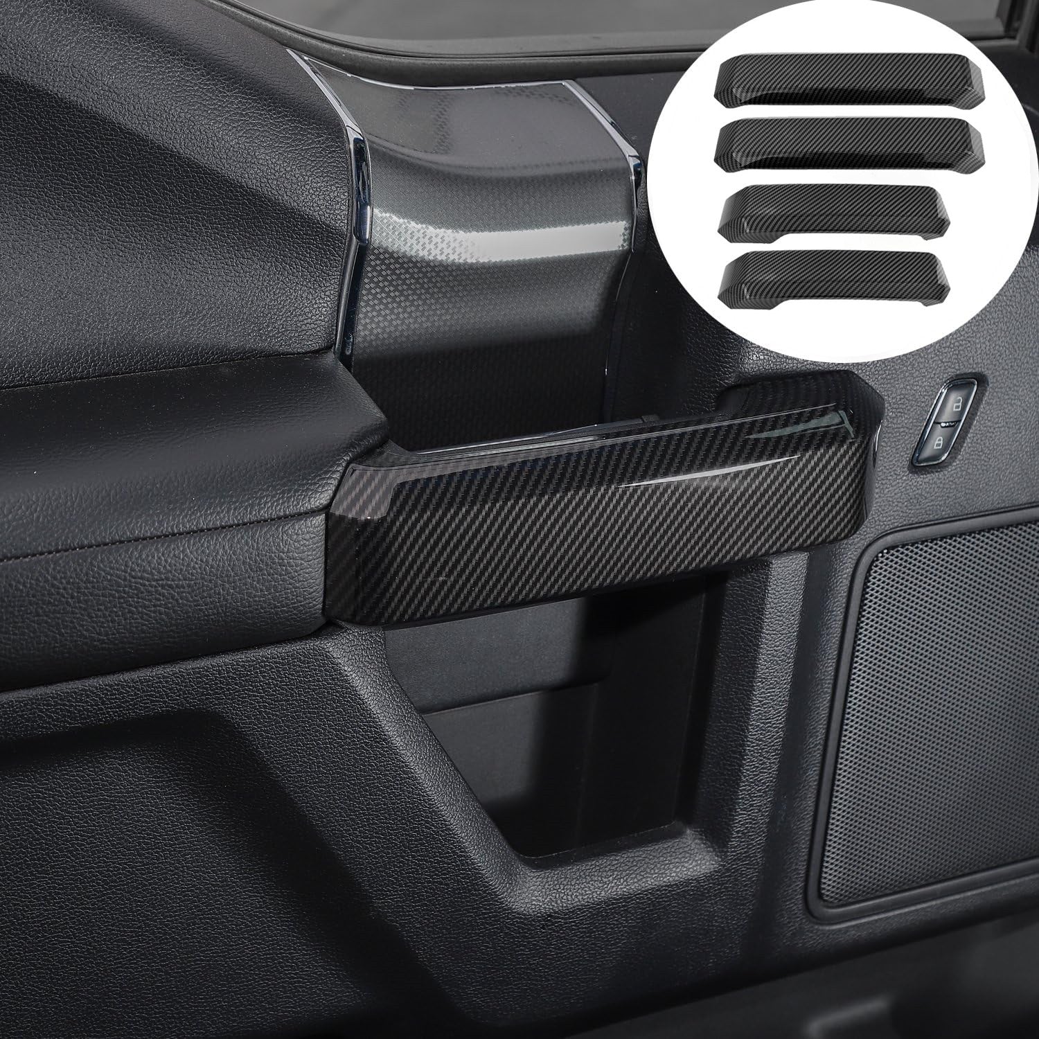 4PCS Carbon Fiber Black for Ford F-150 2015-2020 Inner Door Handles Cover Trims