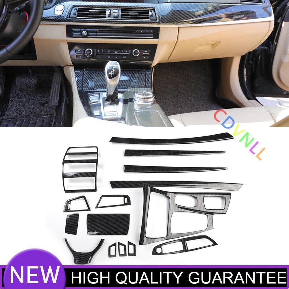 Fit for BMW 5 Series 2011-16 Carbon Fiber Interior Full Moulding Decor Cover Kit