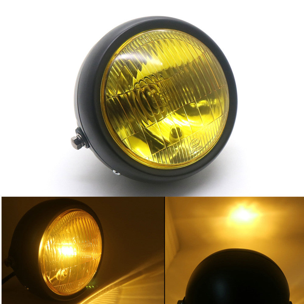 Black Metal Retro Amber Lens Front Headlight For CG125 GN125 Cafe Racer Bobber Q