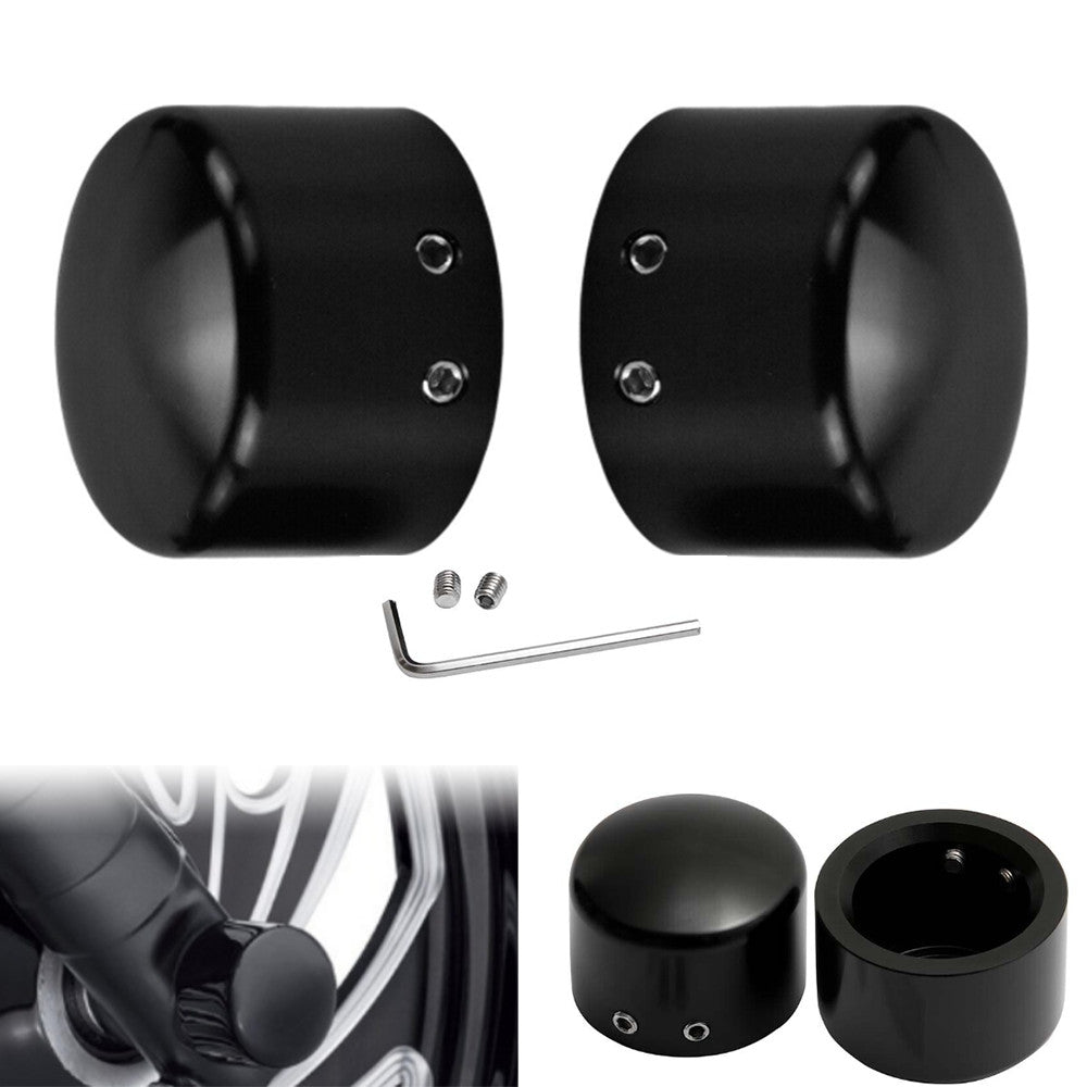 2-Piece Front Axle Nut Cover Bolt Cover for Harley Davidson Touring Dyna Softail - Black n