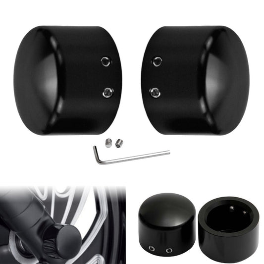 2-Piece Front Axle Nut Cover Bolt Cover for Harley Davidson Touring Dyna Softail - Black n