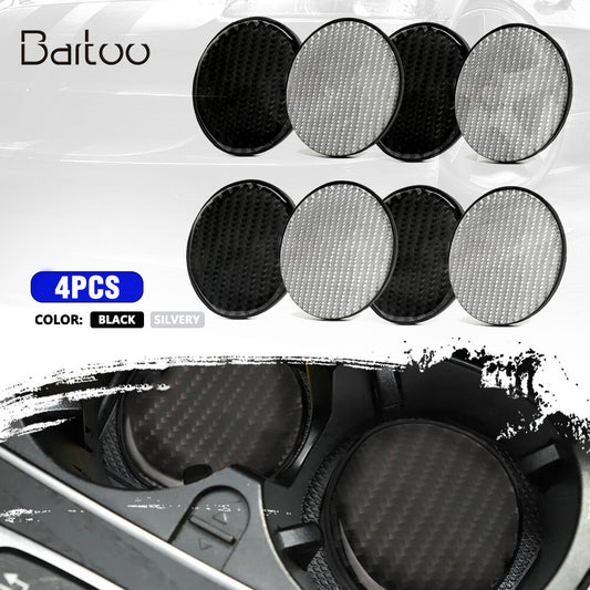 4x Carbon Fiber Car Cup Holder Pad Water Cup Slot Non-Slip Mat Accessories
