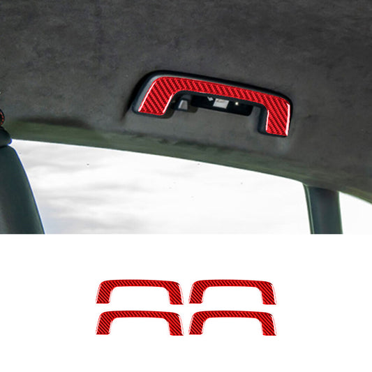 4Pcs Red Carbon Fiber Handle Frame Cover Trim for Porsche Taycan 2019-2022