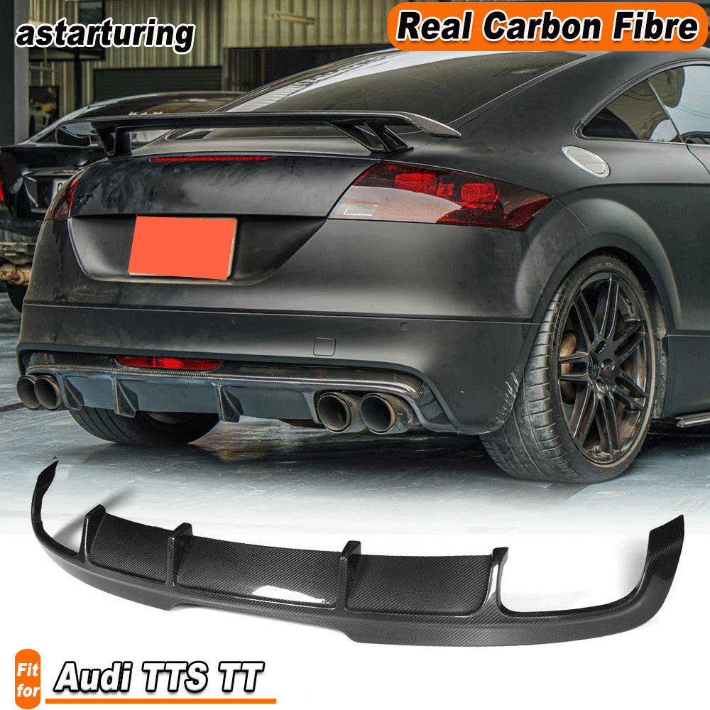 REAL Carbon Rear Bumper Lip Diffuser Dual Exhaust for Audi TTS 08-14 TT 2013-14