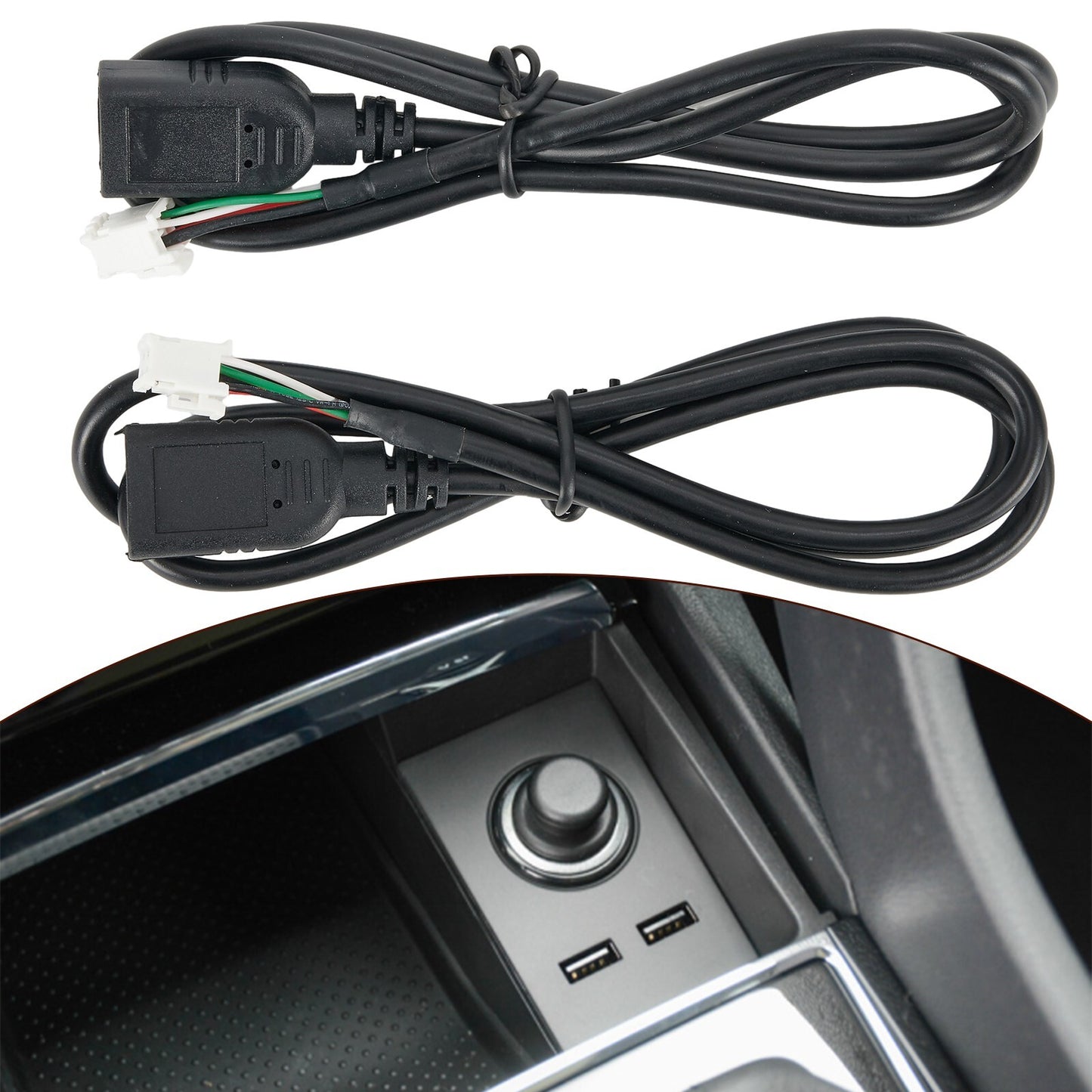 2-pin USB cable adapter for Android car radio stereo USB cable with 4-pin and 6-pin connectors.