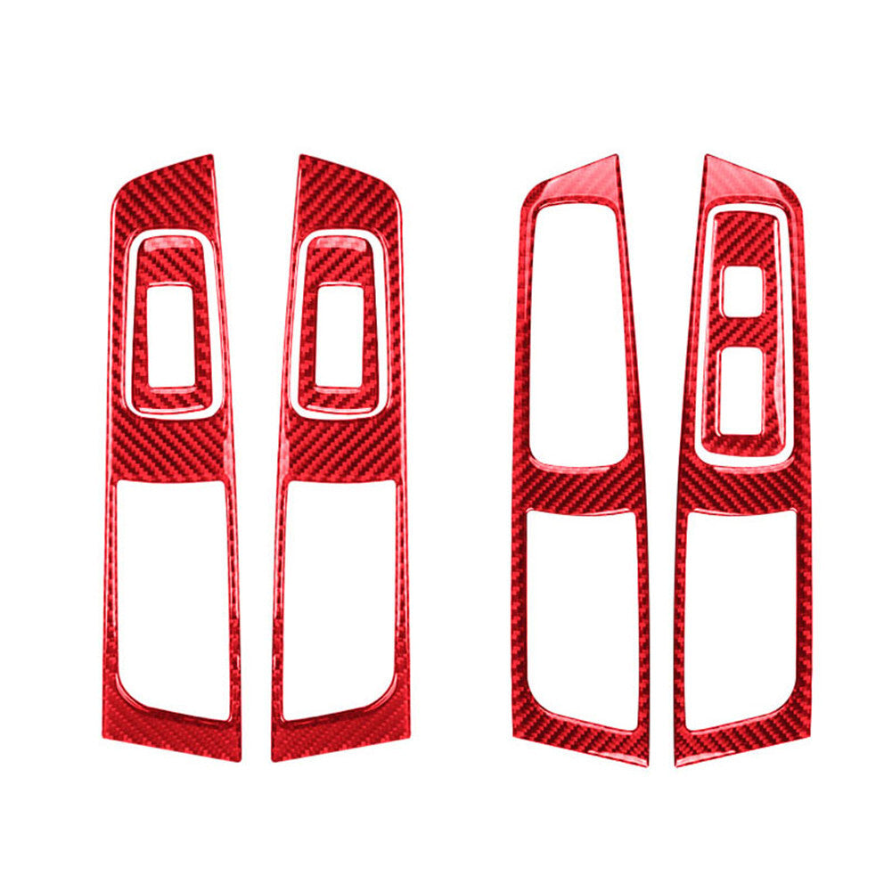 7Pcs Red Carbon Fiber Door Control Cover Trim for Subaru Forester 2009-2013