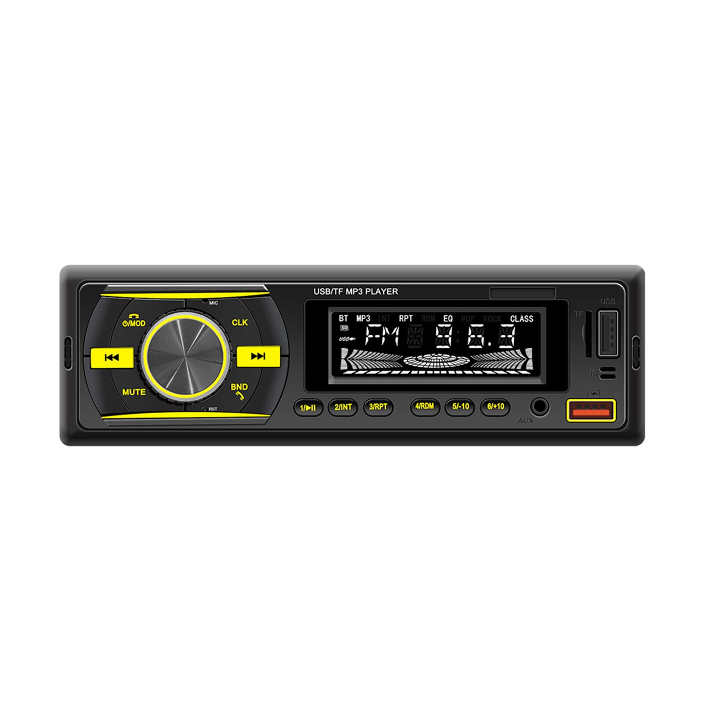 Car audio MP3 player with single DIN stereo radio, built-in Bluetooth, FM/USB/TF/AUX -IN