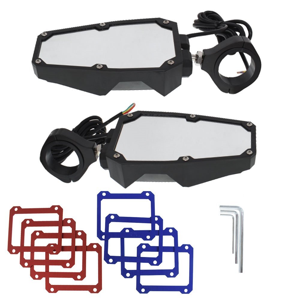 Rearview side mirrors with LED lights, suitable for 1.75-inch to 2-inch roll cages, compatible with UTV for Polaris RZR- n