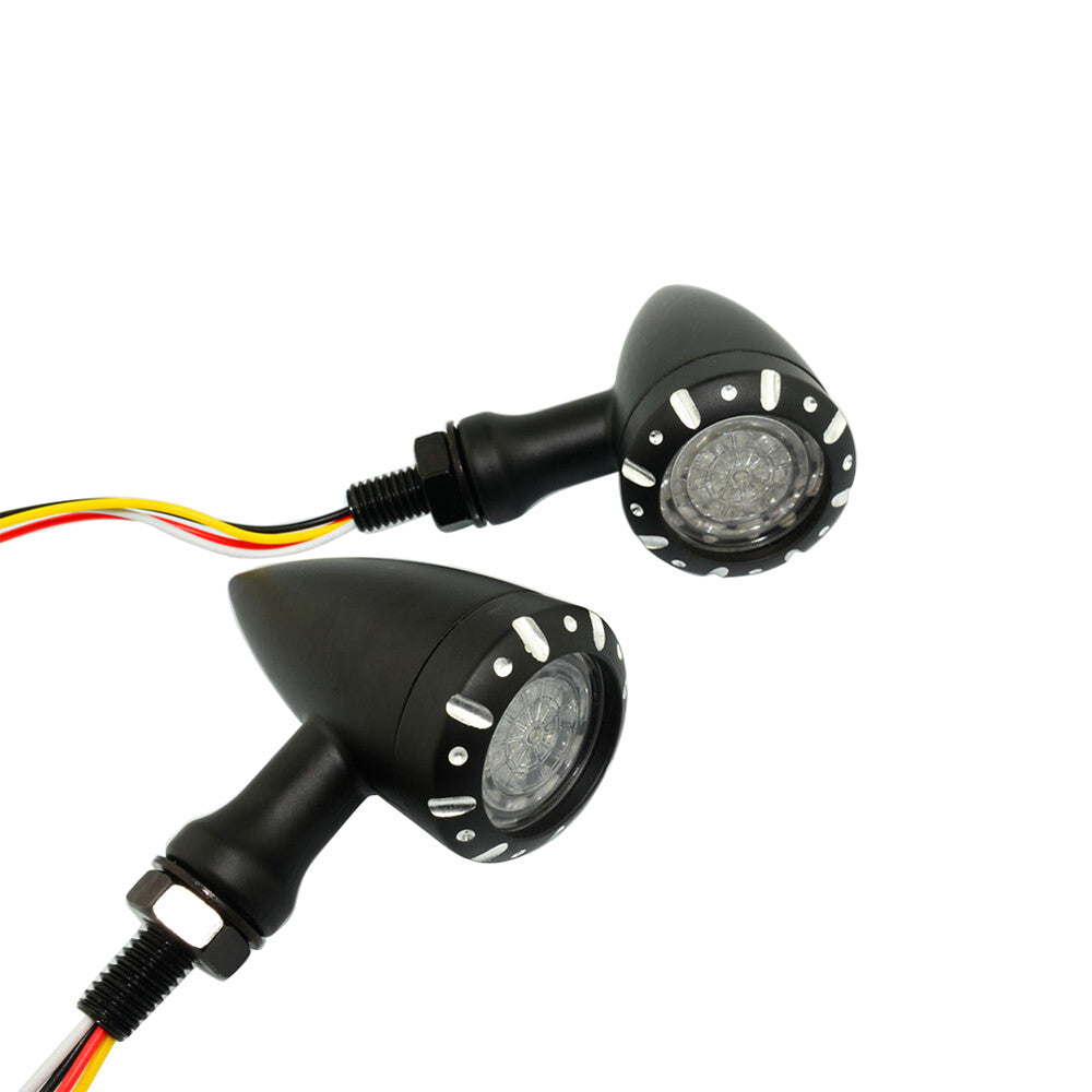 2X Blinker Running Brake Bullet LED Indicator Lamp Black Replacement Universal Q