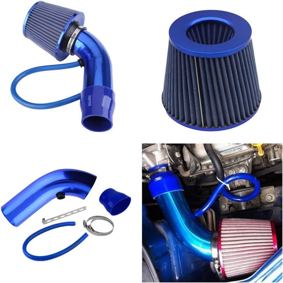3Car Cold Air Intake Filter Induction Kit Auto Pipe Power Flow Hose System Blue