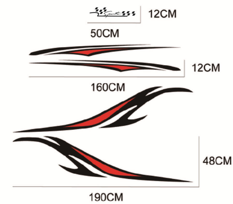 Car Truck Side Skirt Door Racing Graphic Vinyl Sticker Decal Stripes Black/Red