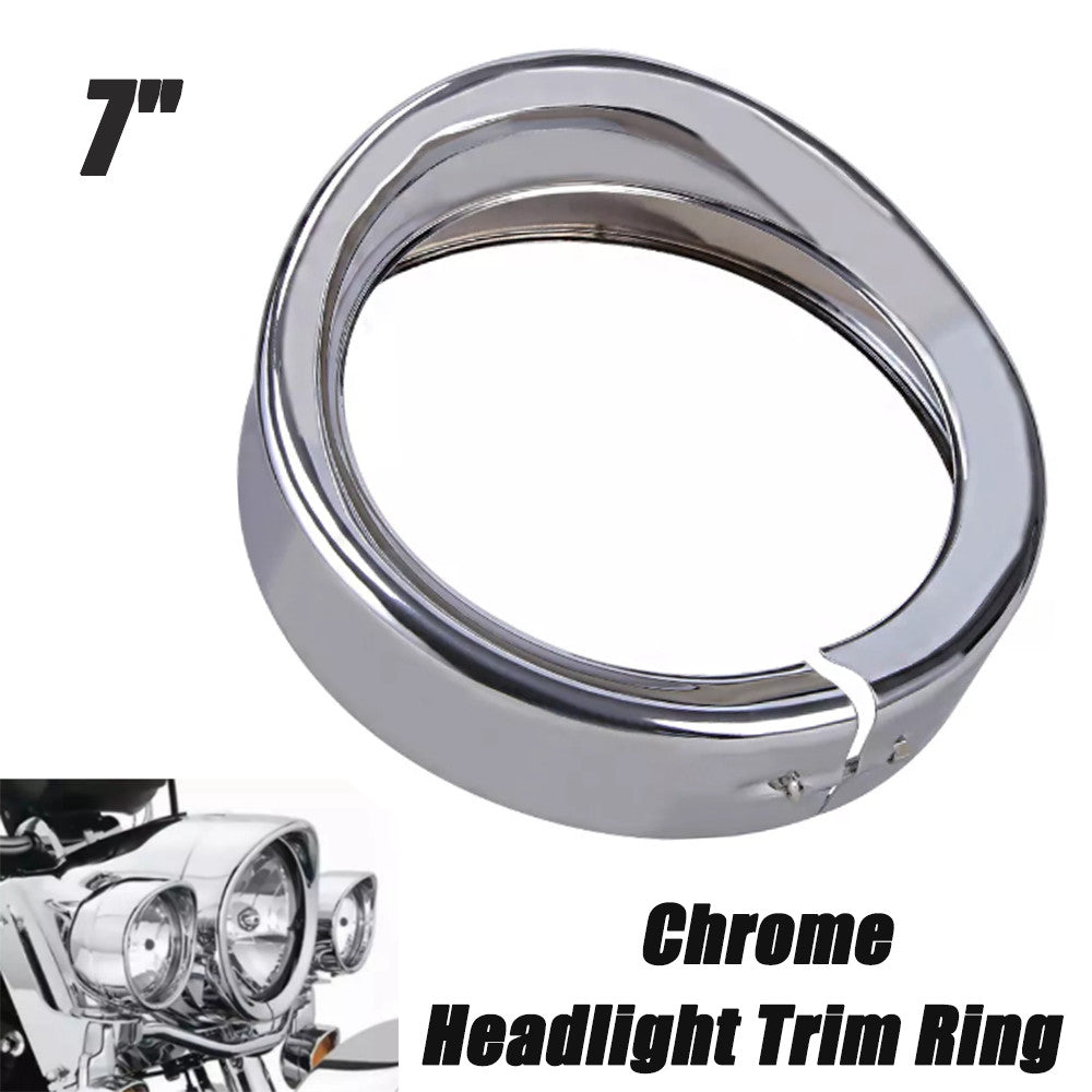 Chrome 7-inch headlight trim ring light sun visor cover for Harley Touring Softtail - n