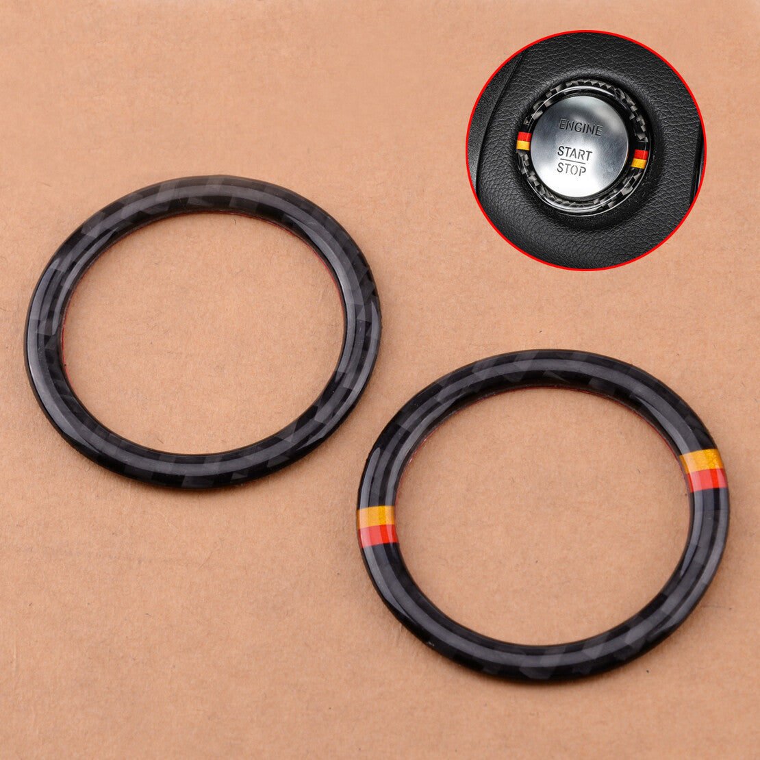 Carbon Fiber Car Engine Start Stop Ignition Trim Fit for Mercedes C Class W205 Q