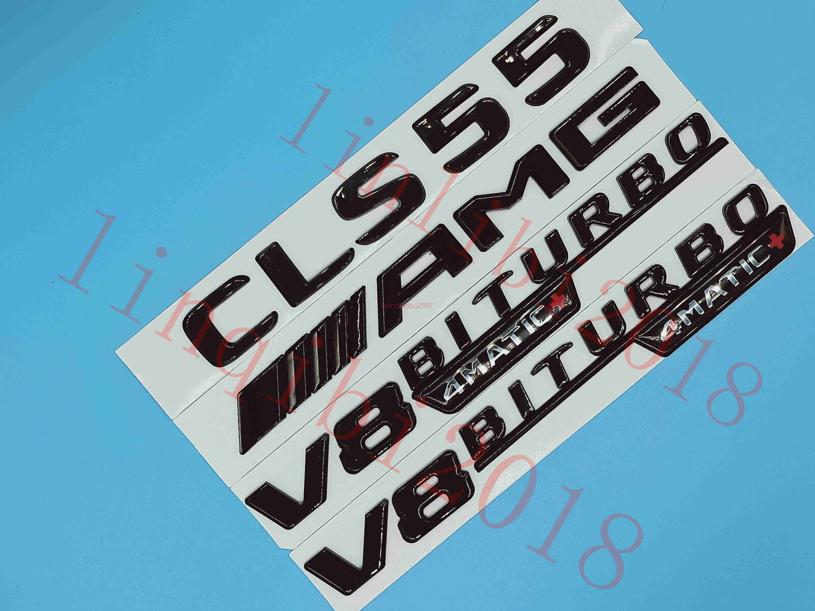 1SET Gloss Black Flat CLS55 AMG V8 BITURBO Trunk Embl Badge Sticker fit AMG