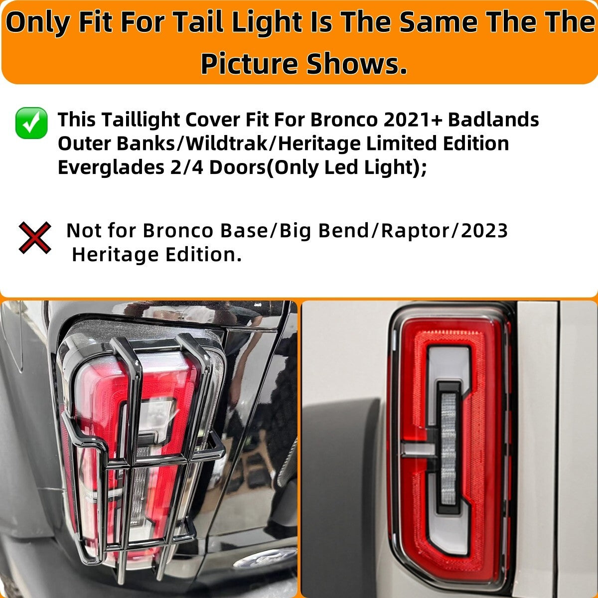 Exterior Accessories For Bronco 2021+ Headlamp Tail Light Guard Protector Cover