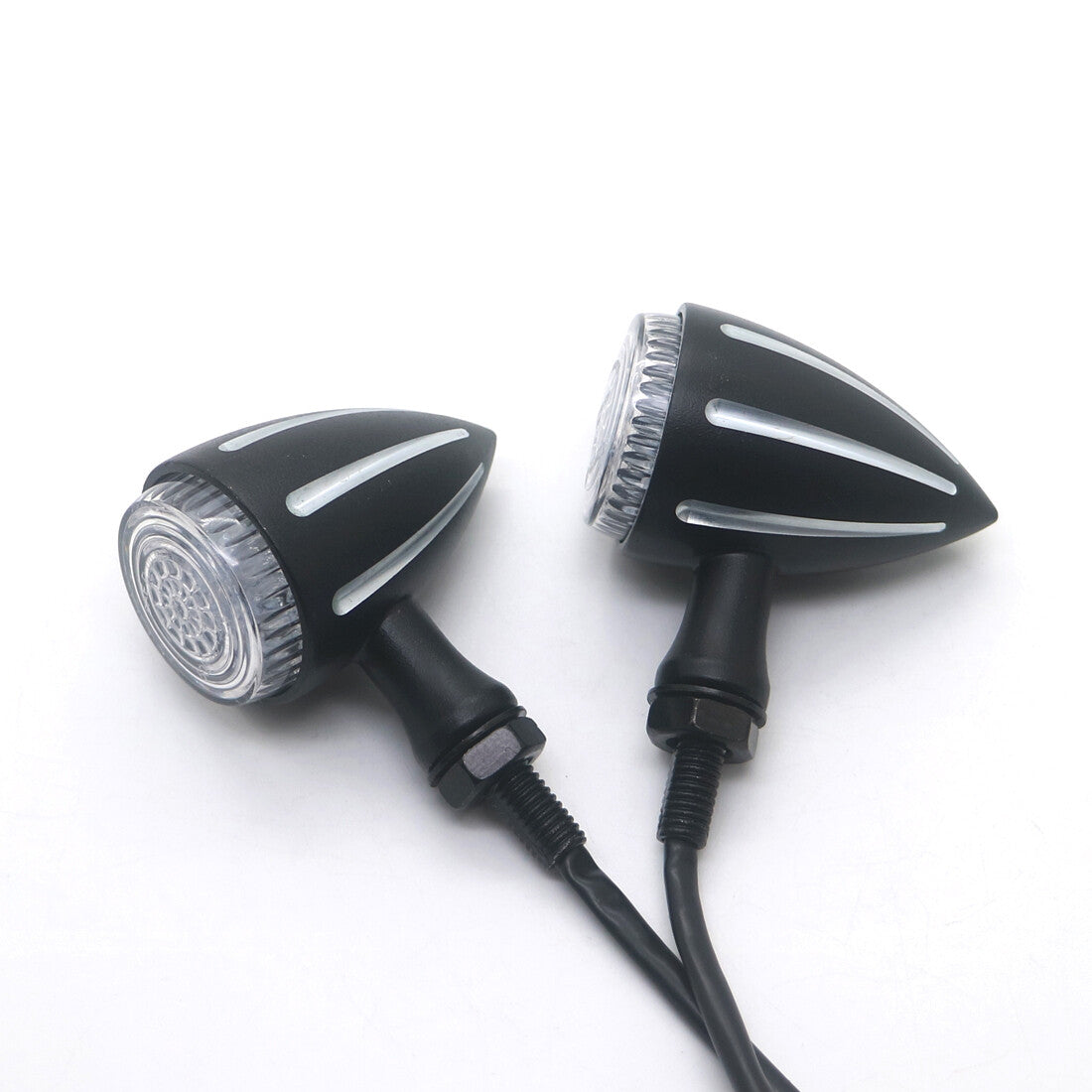 2X Motorcycle LED Black CNC Edge Cut Turn Signal Light for Harley Bobber Chopper Q