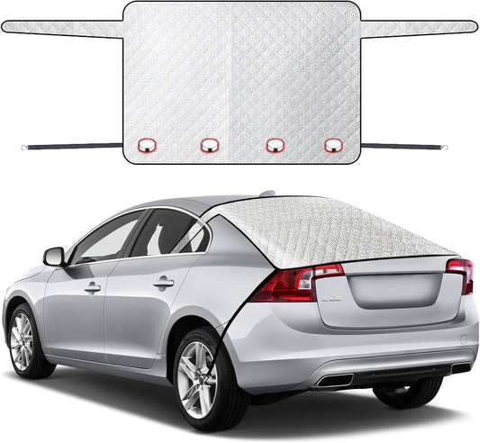 Magnetic snow cover suitable for cars, including rear windshields with frost and ice protection. n
