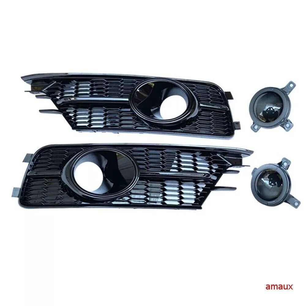 for Audi A6 S6 16-18 Fog Light Grill Front Lower Grille Cover Black W/ACC Black