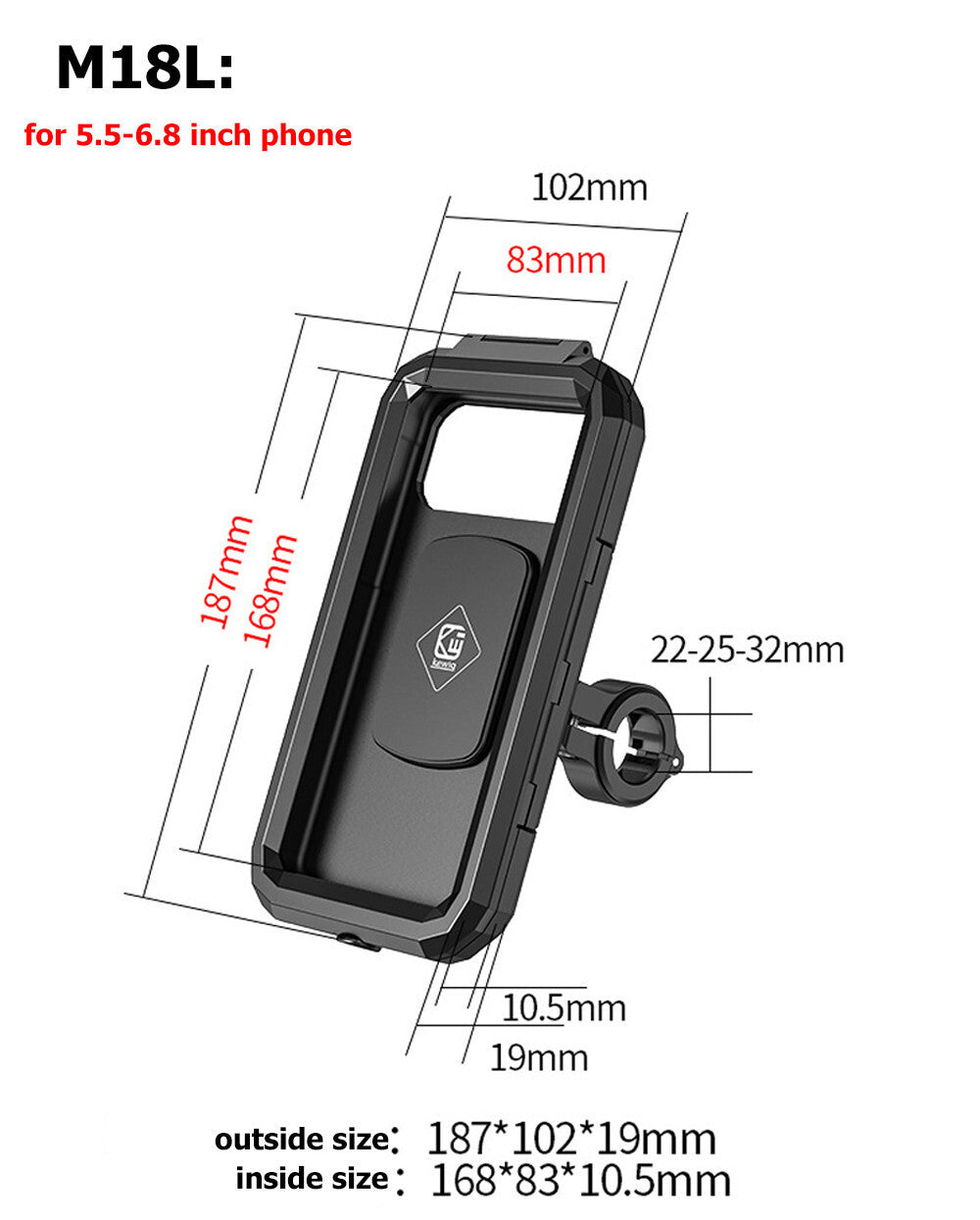 Motorcycle Mobile Phone Case Holder Waterproof Bike Case ABS Accessories Black Q
