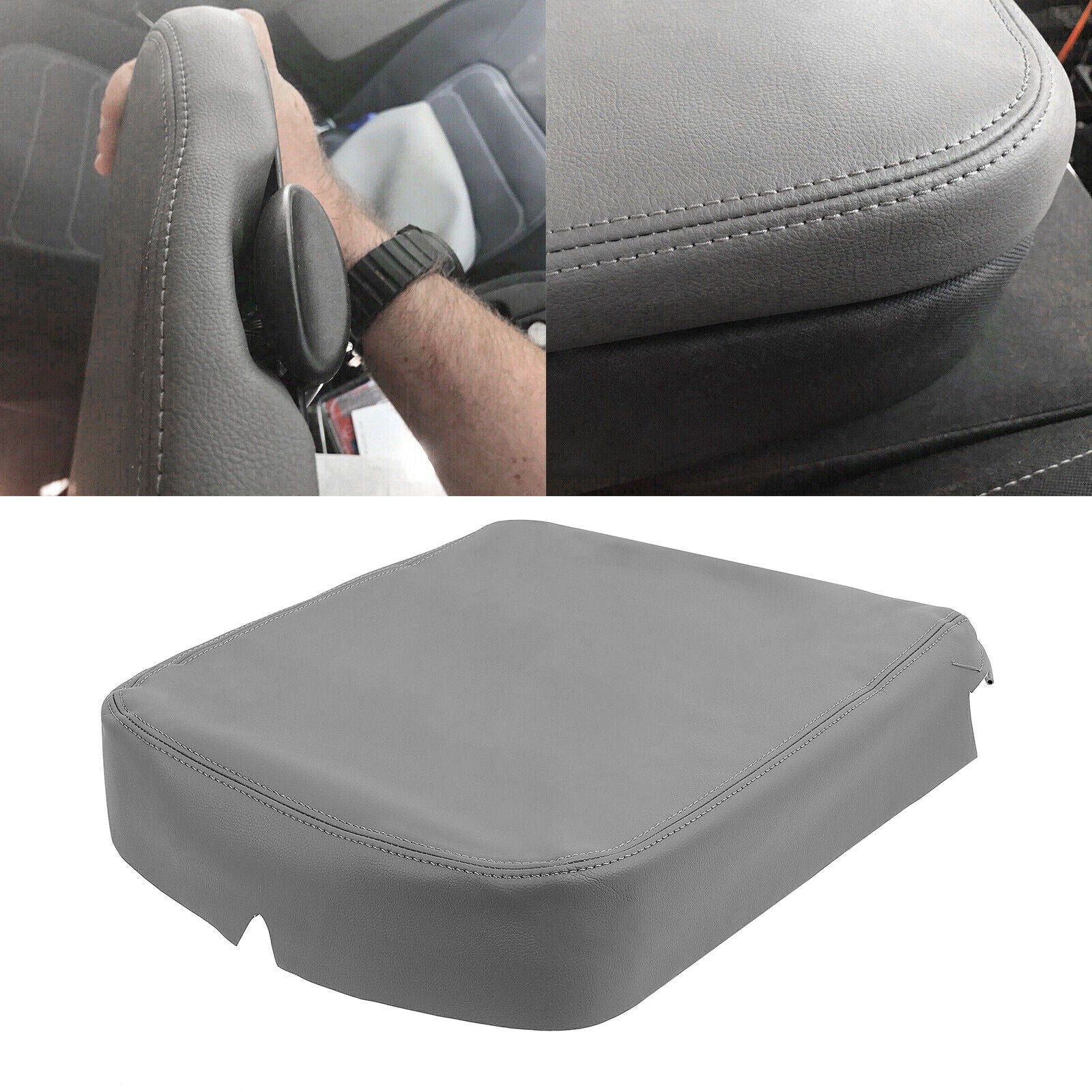 Grey console cover and armrest cover leather for 2002-2008 for Dodge for Ram 1500 2500 3500- n