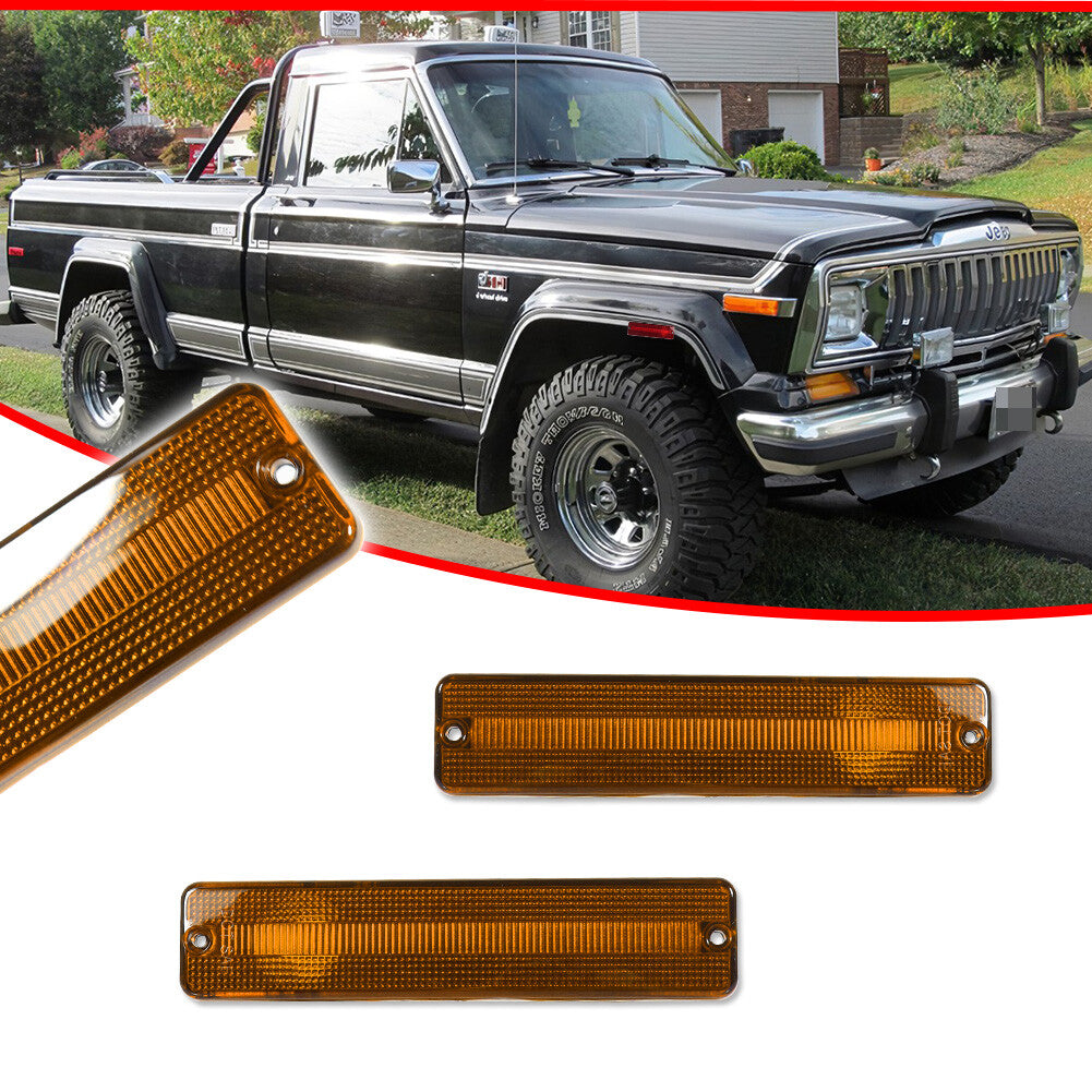 LH & RH Amber Front Fender Side Marker Reflector Housing Kit for for Jeep J - v