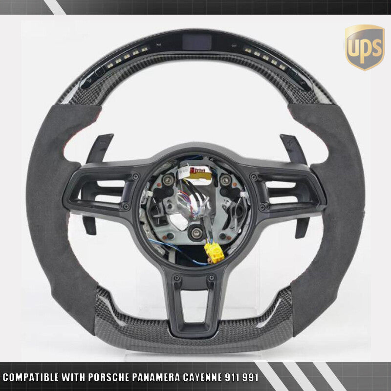 Carbon Fiber LED Steering Wheel w/Trim for Porsche for Panamera for Cayenne 911 991