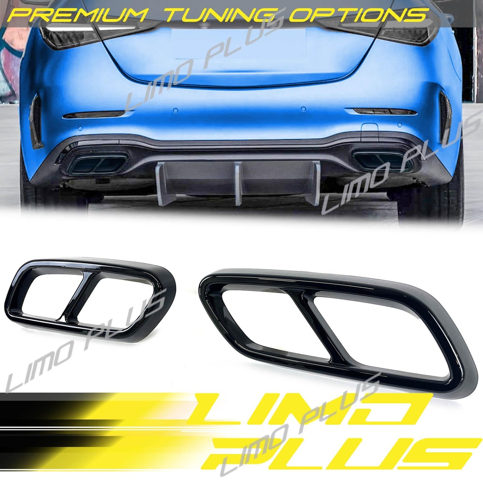 Black exhaust cover trim for Mercedes W206 sedan C200 C300 C43 2023 v