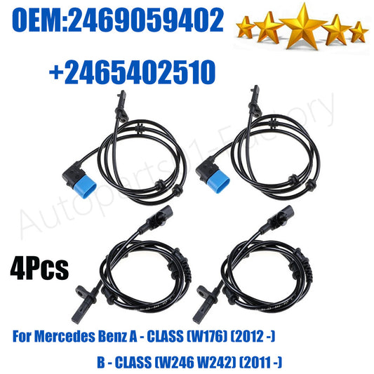 4Pcs Front Rear ABS Wheel Speed Sensor for Benz W176 W246 C117 X156 2469059402