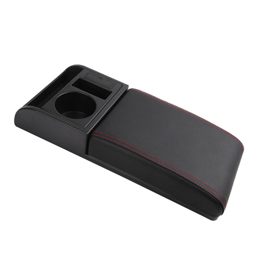 Multifunction PU Leather Universal Car Armrest w/ Cup Holder Soft Elbow Cushion Q
