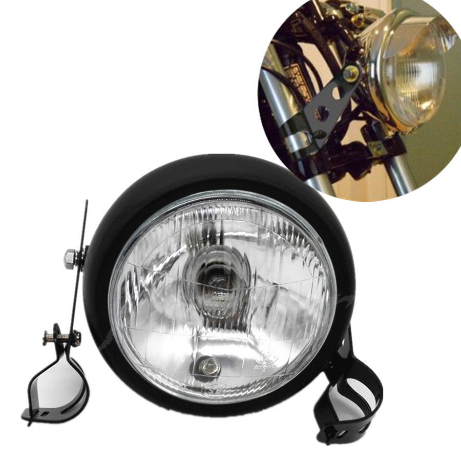 Motorcycle Black Metal Retro Headlight WIth 28-43mm Fork Tubes Headlight bracket Q