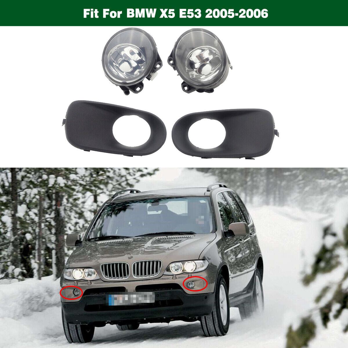 Clear Front Bumper Fog Lights Driving Lamps w/Cover Fit for BMW E53 X5 2005-2006