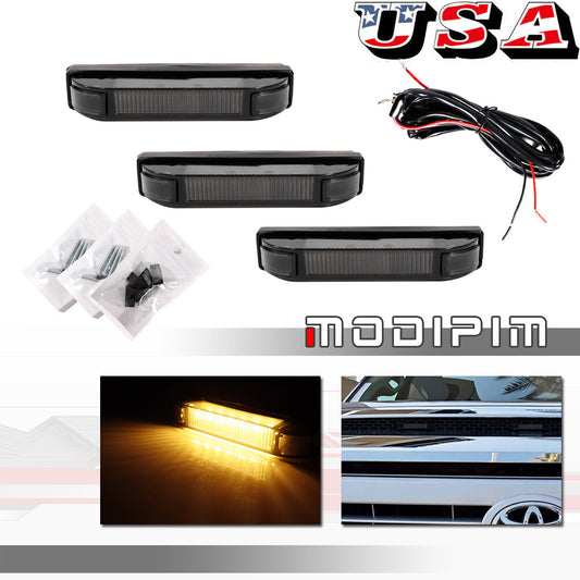 Smoked Amber Front DRL Grill Light Kit for 2014-21 for Tundra Hood Scoop - v