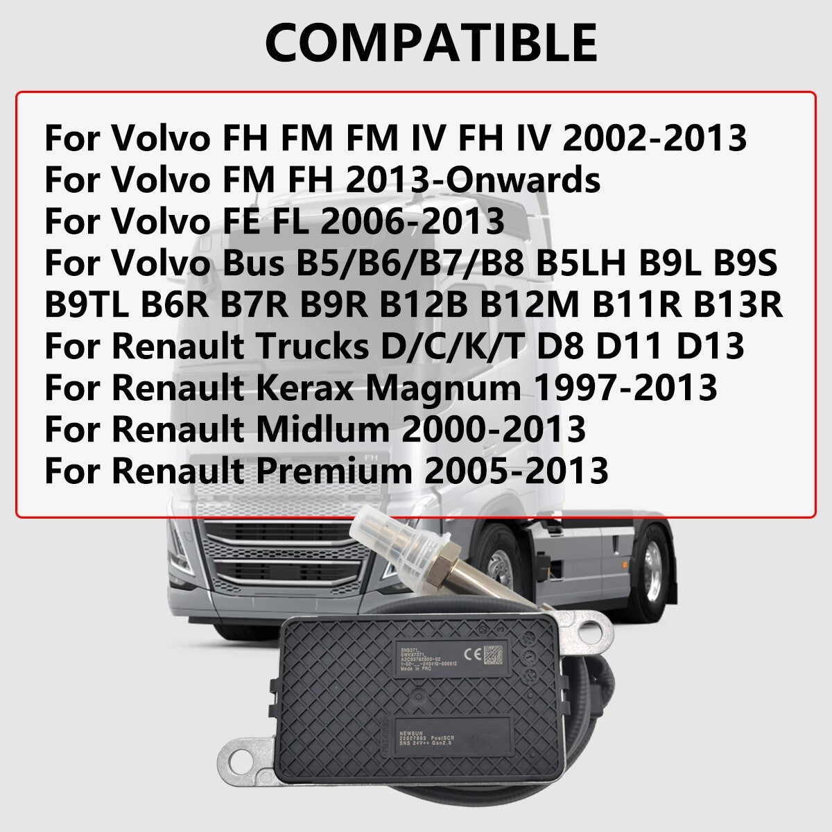 Nitrogen oxide sensor 22827993 suitable for trucks FH FM FE FL 2006-2013 Q