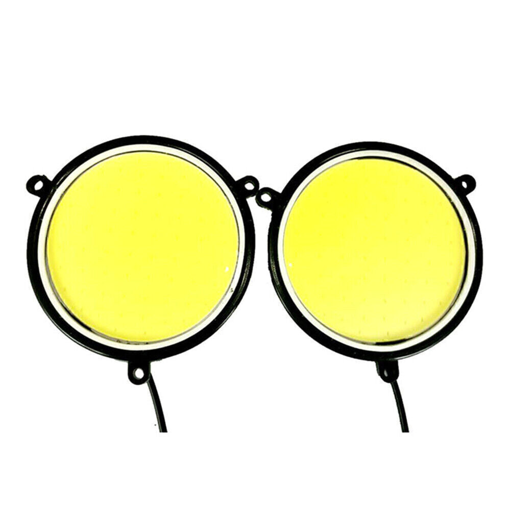 2x Round Shape COB White LED Light Car Daytime Running Driving Light DRL Lamp