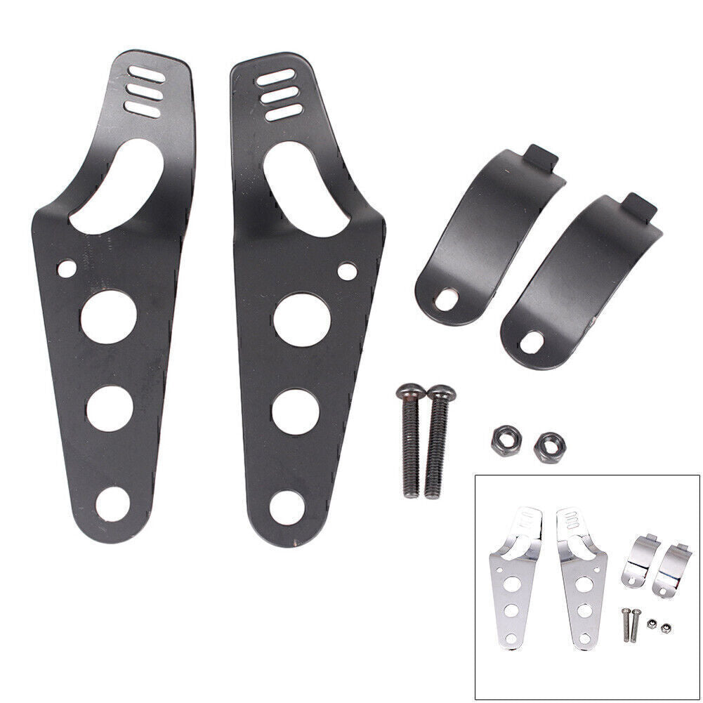 Head Lamp Holder Headlight Mounting Brackets Fork Kit Fit for Suzuki for Harley Black Q
