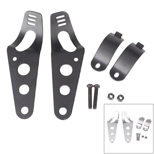 Head Lamp Holder Headlight Mounting Brackets Fork Kit Fit for Suzuki for Harley Black Q