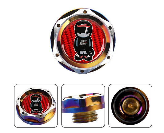 Mugen engine oil filler cap for Honda for Acura Neo Chrome Red Carbon