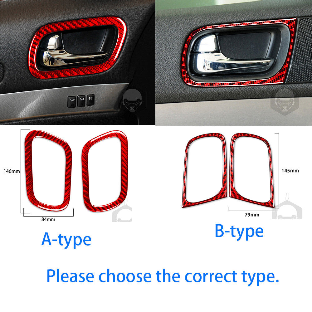 Red Carbon Fiber Interior Door Handle Ring Cover for Infiniti G37 2-Door 2010-13