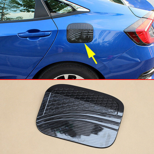 1X Carbon Fiber Style Fuel Filler Oil Gas Cap Cover Trim for Honda for Civic 19-2021