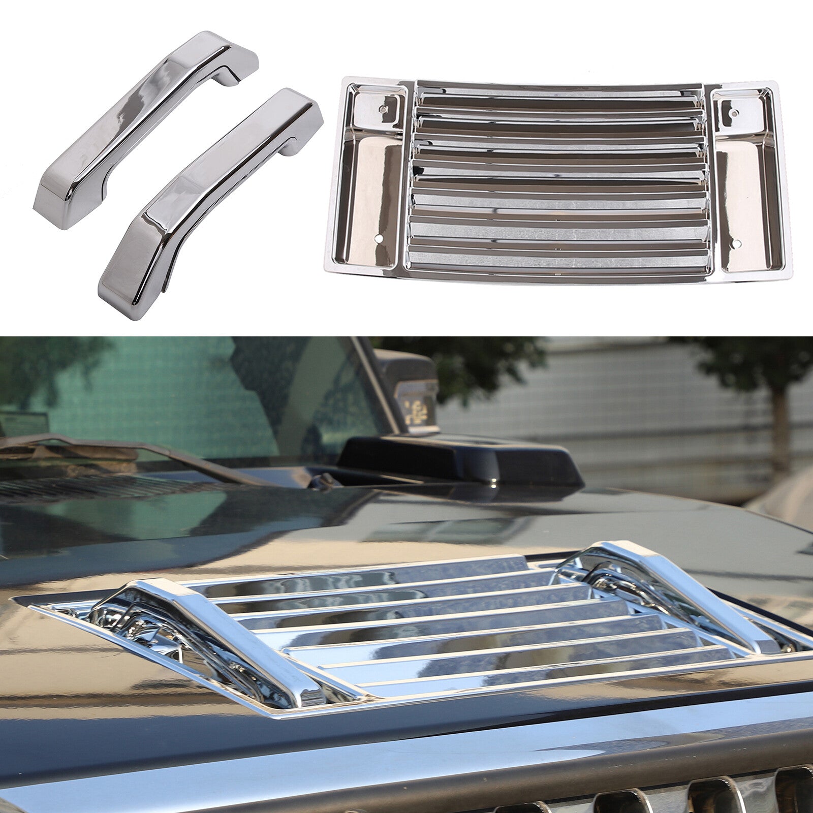 Front deck vent with handle cover for 2003-09 for Hummer H2 chrome fittings n