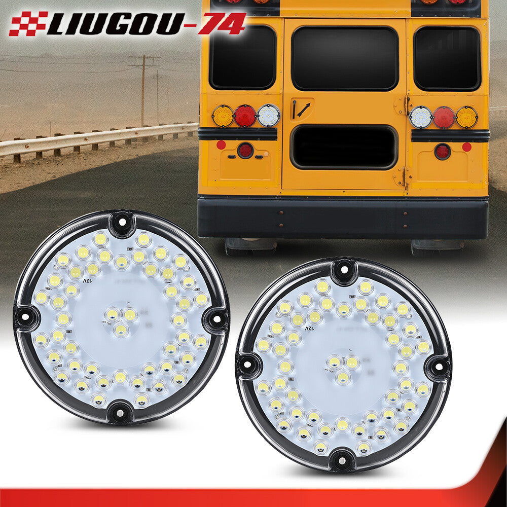 Suitable for school bus Transit Vehicle 7-inch circular white LED backup reverse taillights- v