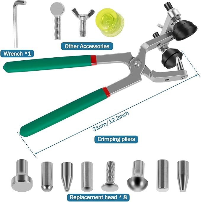 Car Edge Repair Tools, Metal Autobody Pliers with 8 Replacement Heads v