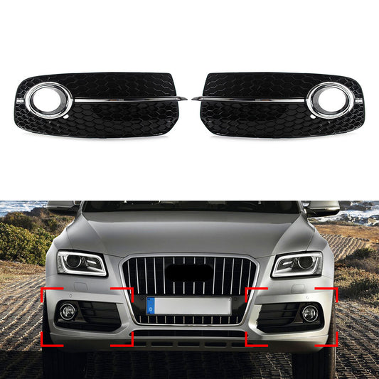 Front Bumper Fog Light Grille Upgrade SQ5 Style Grill Fit for AUDI Q5 2013-2017