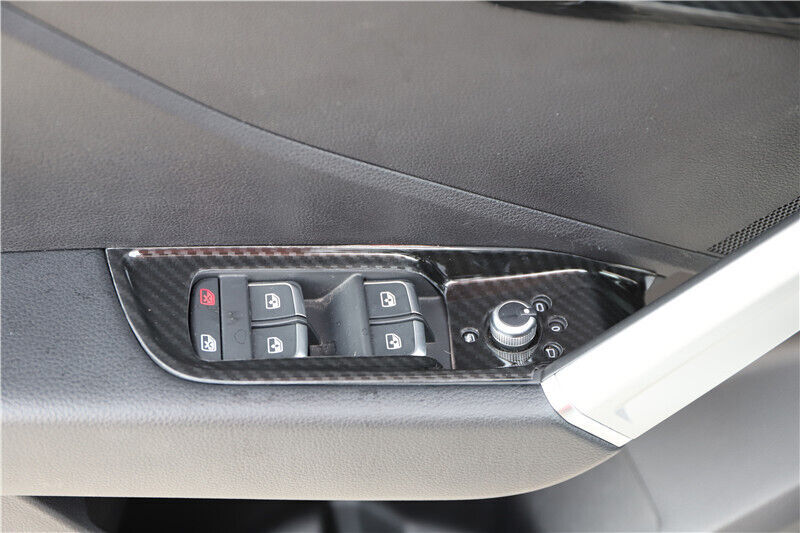 Glass Window Lifting Lock Panel Trim 4 Fit for Audi Q2L 2018-2021 Carbon Fiber