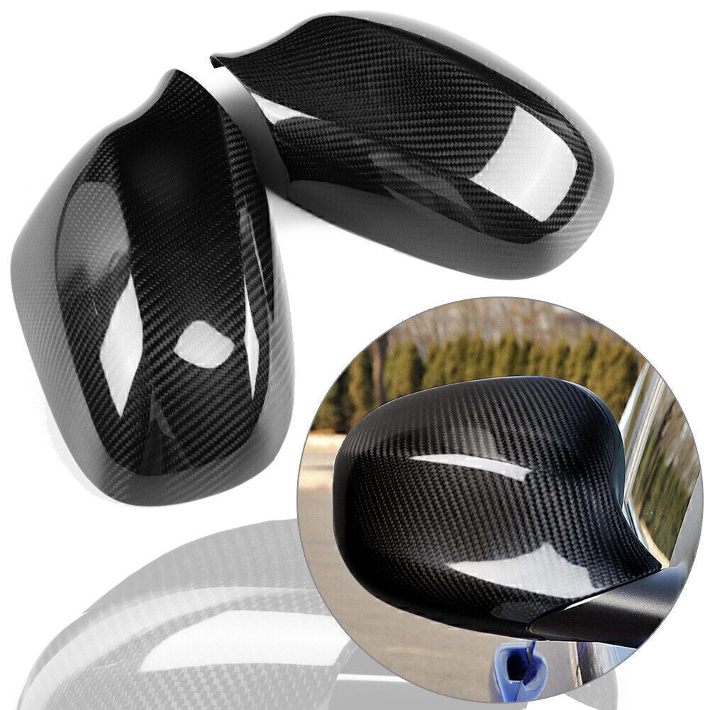 2x Carbon Fiber Side Mirror Cover Cap Fit for BMW E90 E91 3 Serie 2005-12 06 07