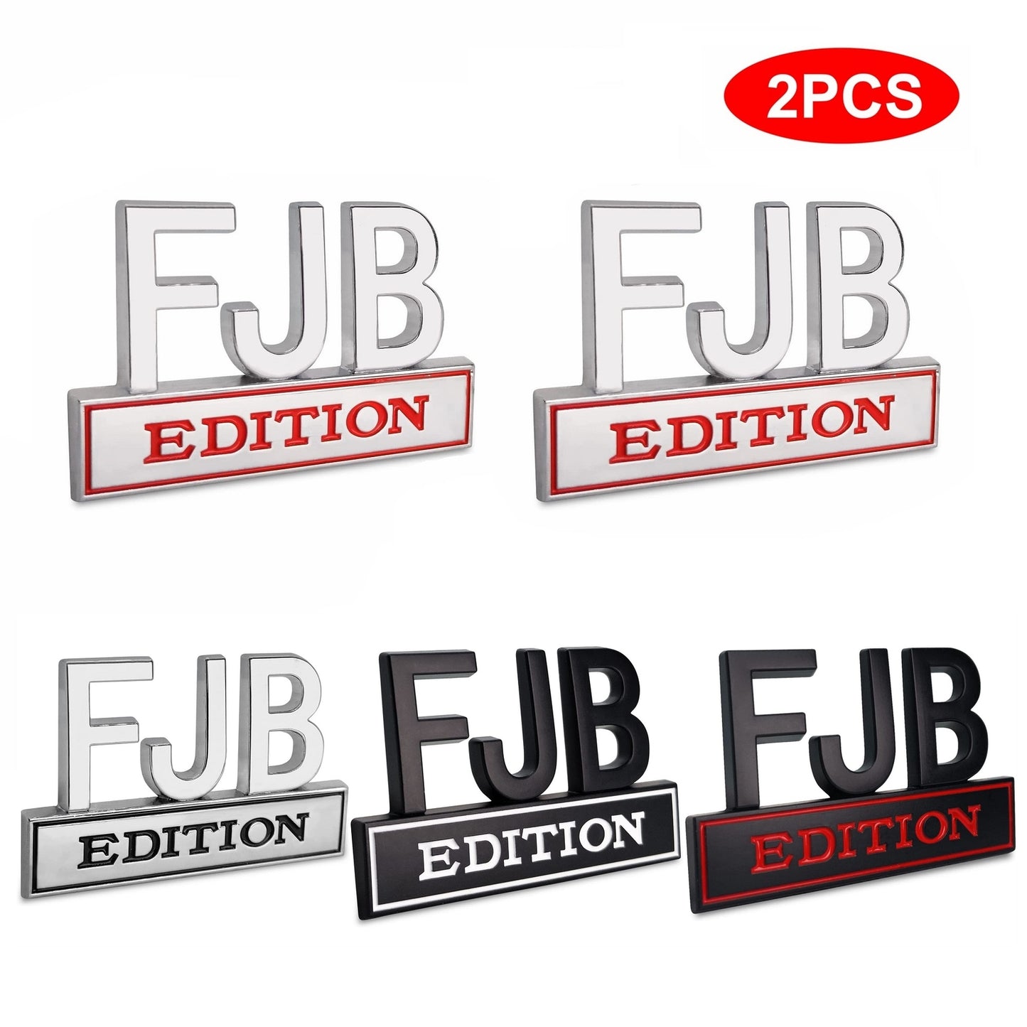2PCS FJB Edition 3D Letters Emblem Badge Truck SUV Van Car Decal Bumper Sticker Q
