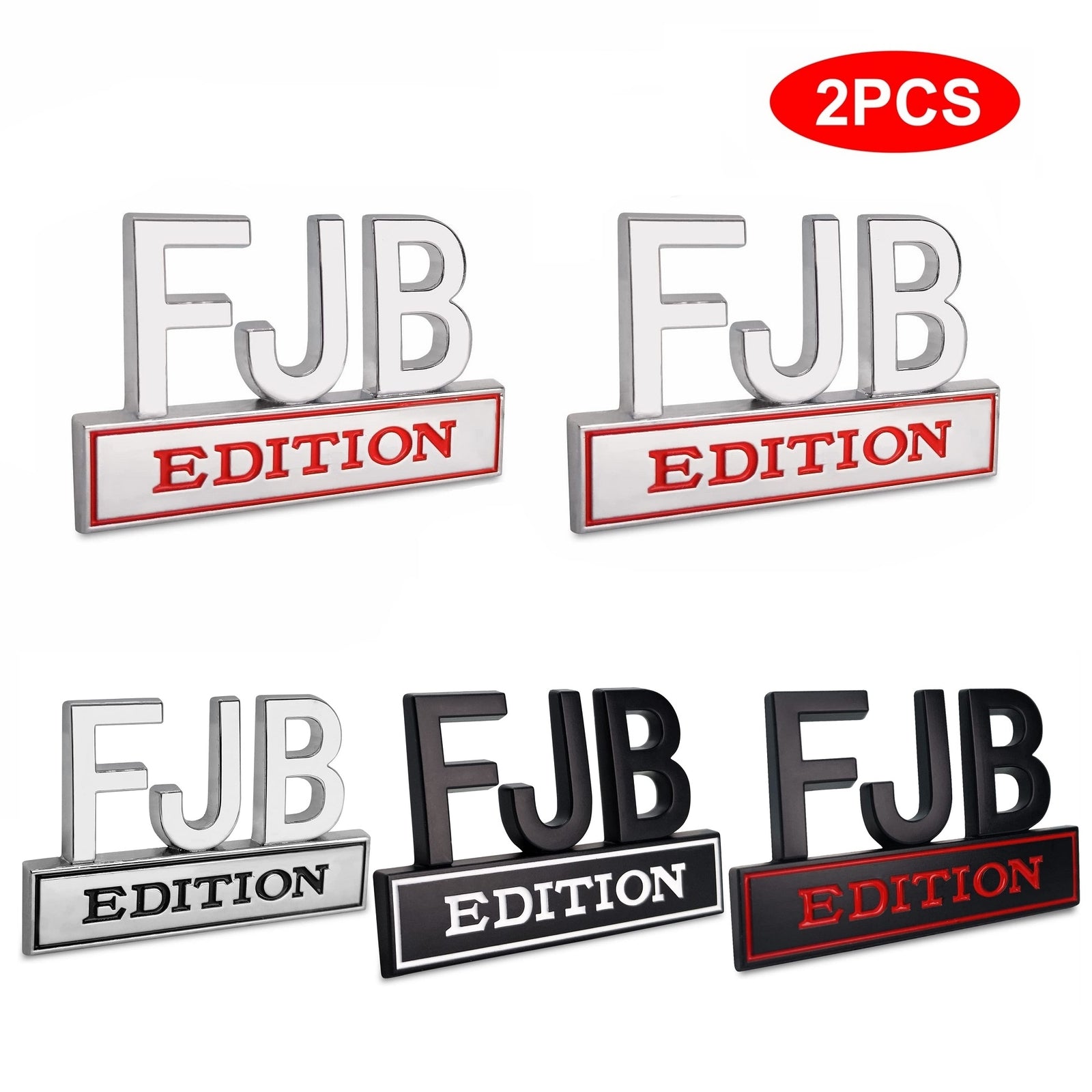 2PCS FJB Edition 3D Letters Emblem Badge Truck SUV Van Car Decal Bumper Sticker Q