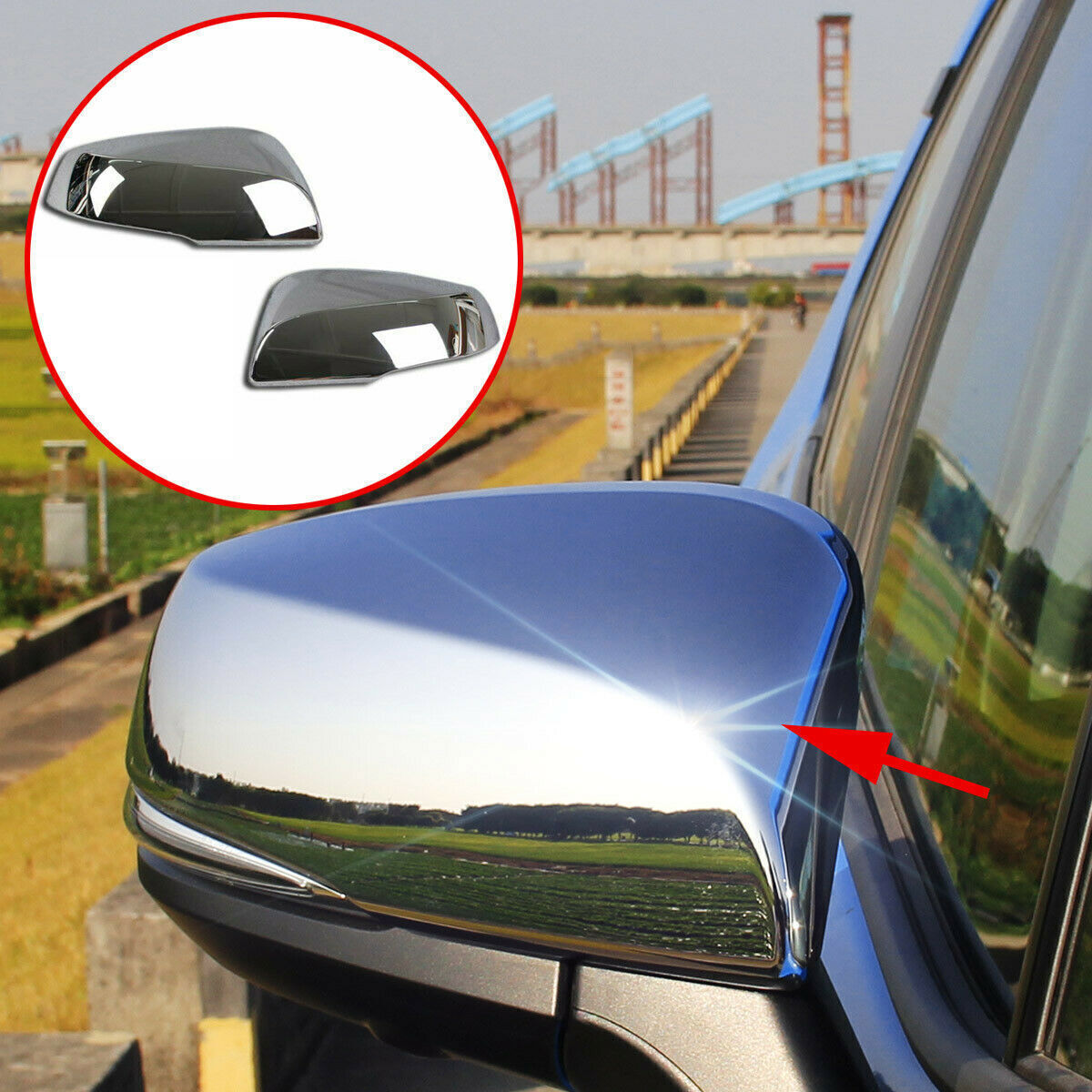 Chrome Side Rearview Mirror Cover Trim Accessories Fit for Toyota RAV4 2019-2024